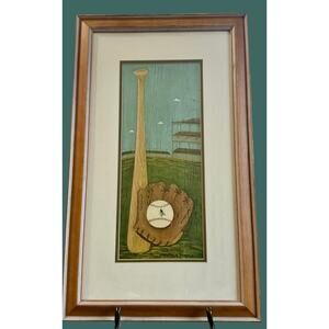 Warren Kimble “Fly Ball” Framed Folk Art Baseball Print 25x15 Americana